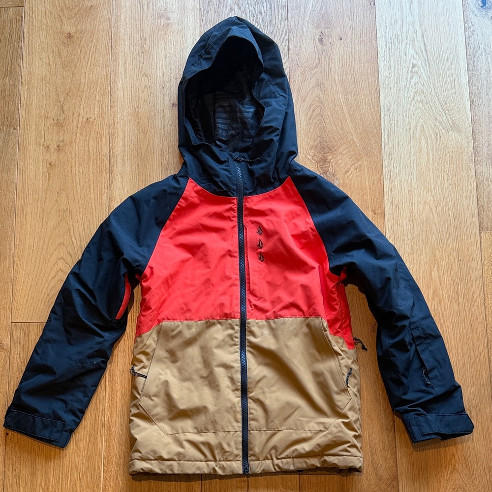 Volcom Kids Red and Tan Puffer Jacket